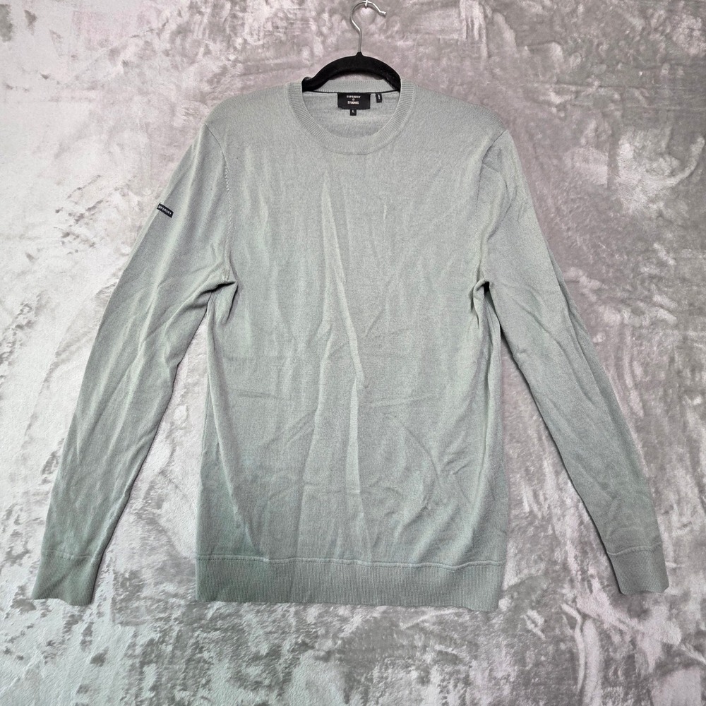 Superdry Studios Mens Merino Wool Crew Neck Sweater Sage Green Large 1490